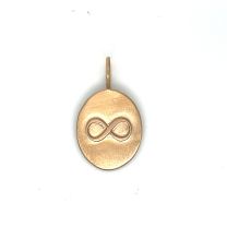 14KY RAISED INFINITY, LOVE REPEATING ON BACK OVAL CHARM