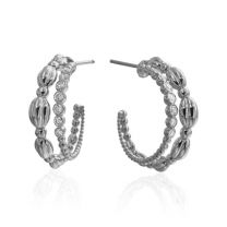 Small double hoop diamond earrings